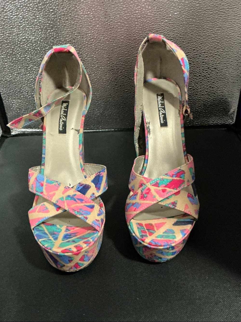 Michael Aram Multicolor Pink Blue Platform Sandals